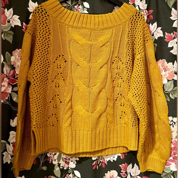 Cloth by rd Mustard Yellow Cable Knit Sweater - Picture 4 of 5